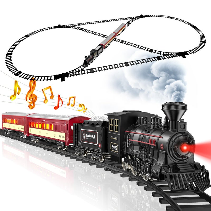 Hot Bee Train Set Metal Train Toys with Luxury Tracks and Glowing Passenger Christmas Train Sets for Around The Tree with Smokes Lights Sound Toy Train Set for 3 4 5 6 7 Years Old Boys Gifts - Image 2
