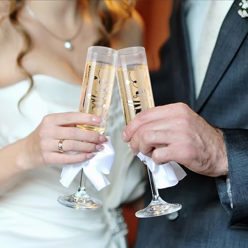 VARLKA Wedding Cake Knife and Server Set, Mr and Mrs Champagne Flutes & Forks with Wooden Box, Silver Cake Cutting Set for Wedding Engagement Bridal Shower Gifts - Image 5