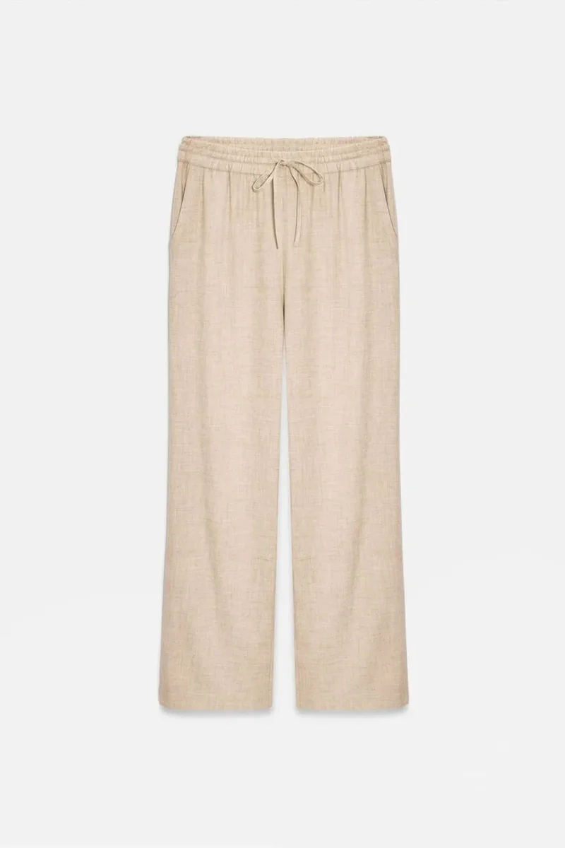 DILVIN Women’s Wide-Leg Woven Trousers With Drawstring Waist