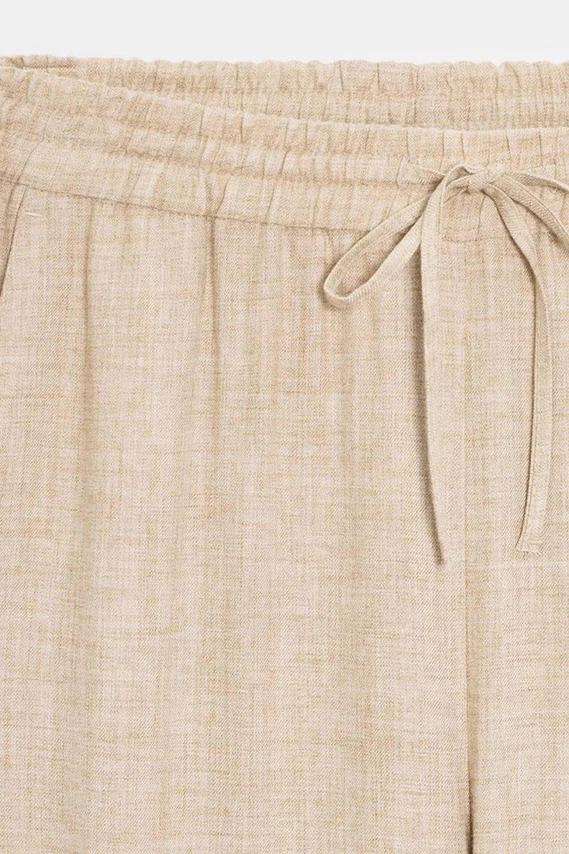 Dilvin Beige Natural DILVIN Women’s Wide-Leg Woven Trousers With Drawstring Waist for Women | Best Price UAE