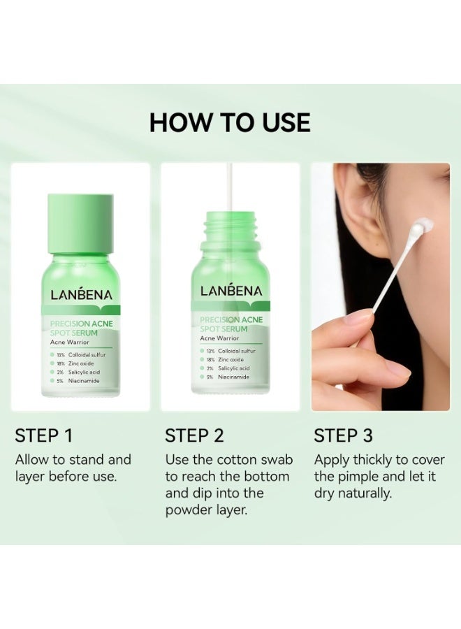 LANBENA Precision Acne Spot Serum 12ml Acne Drying Lotion Overnight Pimple Treatment with Salicylic Acid Niacinamide and Zinc Oxide - Image 3