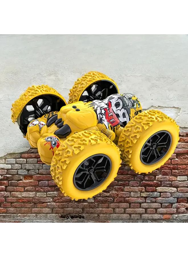 Yellow Double Sided Rolling Toy Cars Durable ABS Weatherproof Manual Operation Gift - Image 4