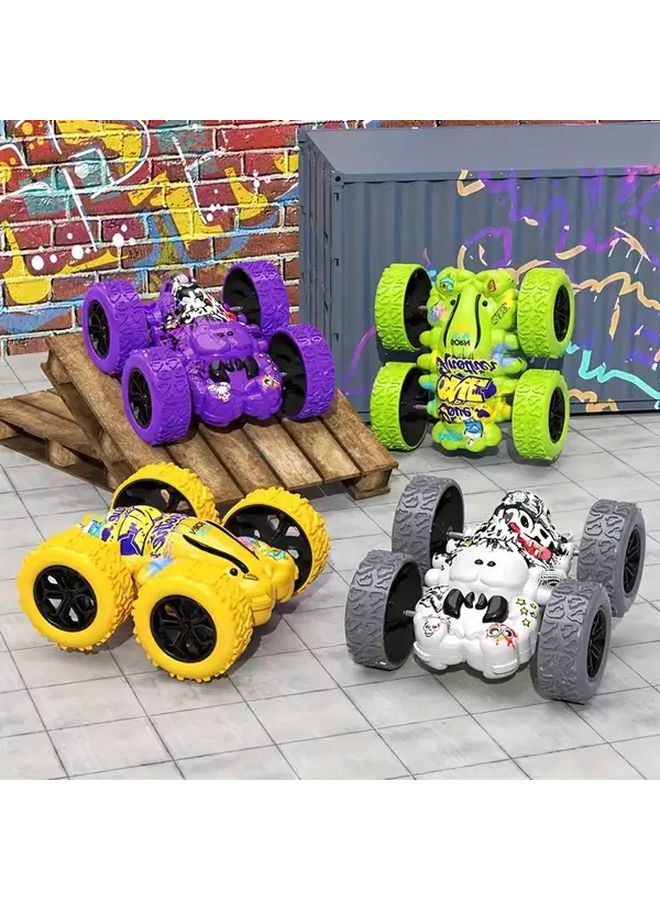 Yellow Double Sided Rolling Toy Cars Durable ABS Weatherproof Manual Operation Gift - Image 2