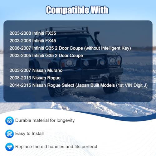 NPAUTO مقبض باب السائق الخارجي الجانبي الأيسر بديل لسيارات نيسان روج ومورانو 2008 2009 2010 2011 2012 2013، إنفينيتي FX35 FX45 G35 2003 2004 2005 2006 2007 2008، كروم 81068 80640CA012 - Image 3