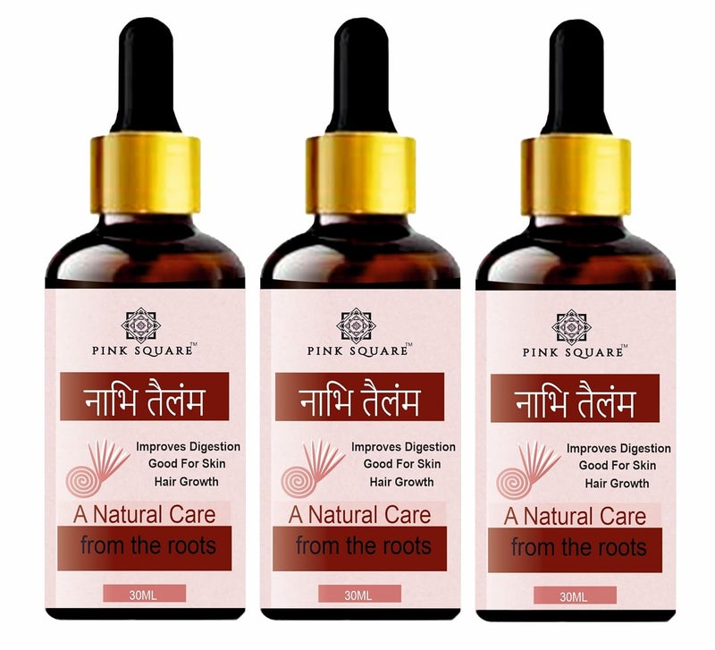 Pink Square Nabhi Tailam Belly button oil for skin hair Nabhi Tailam for Health and Beauty Belly Oil Nabhi Oil Belly Button Oil Navel Oil 30ML Pack of 3 - Image 1