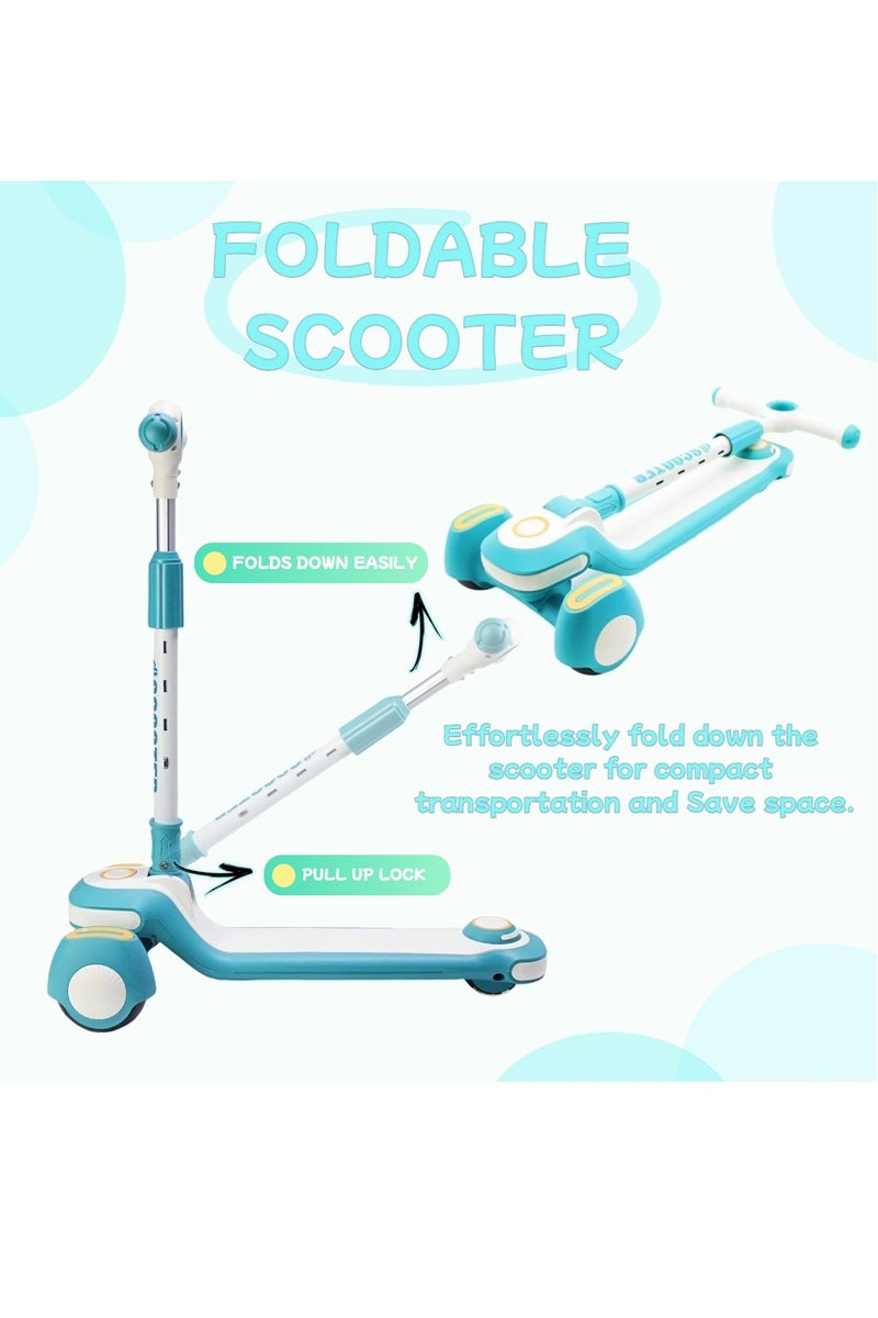 EASY FUTURE Scooters for Kids with Foldable & Height Adjustable Handle Kick Scooter with LED PU Wheels & Rear Brake Kids Scooter for 3 to 8 Years - Image 2
