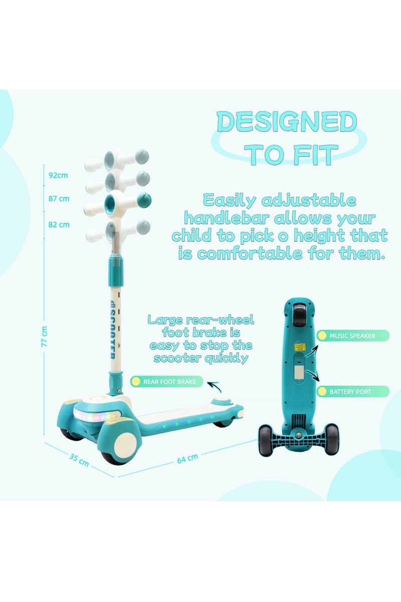 EASY FUTURE Scooters for Kids with Foldable & Height Adjustable Handle Kick Scooter with LED PU Wheels & Rear Brake Kids Scooter for 3 to 8 Years - Image 3