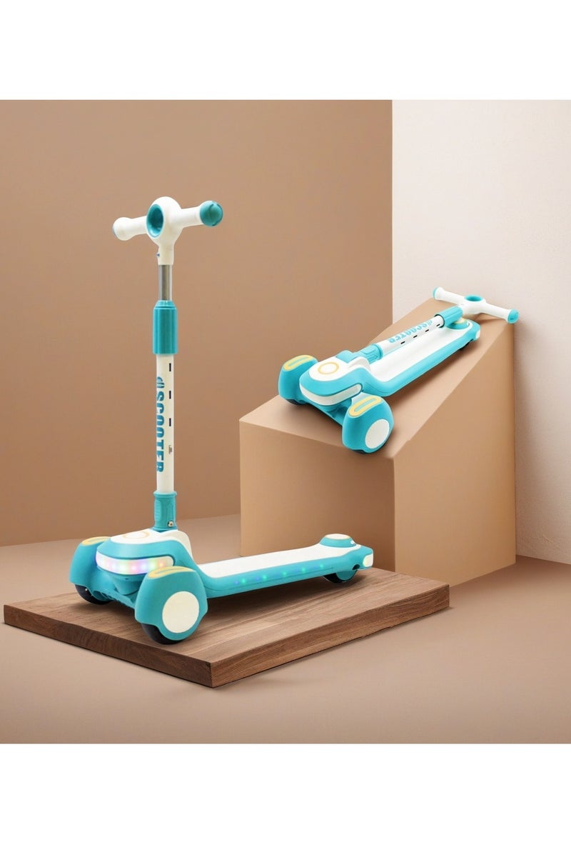 EASY FUTURE Scooters for Kids with Foldable & Height Adjustable Handle Kick Scooter with LED PU Wheels & Rear Brake Kids Scooter for 3 to 8 Years - Image 1