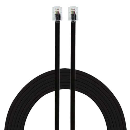 Power Gear Telephone Line Cord, 15 Feet, Phone Cord, Modular Jack Ends, Works for Phone, Modem or Fax Machine, for Use in Home or Office, Black, 76579 - Image 1