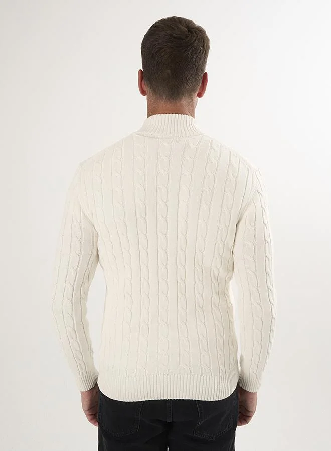Felix Hardy Ecru Cable Knit Cardigan for Men | Best Price UAE
