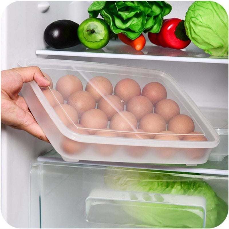Orrda Plastic 24 Egg Storage Box for Fridge Egg Storage Basket Organizer Container with Lid Egg Keeper Case Holder for Refrigerator Kitchen Multicolor - Image 4