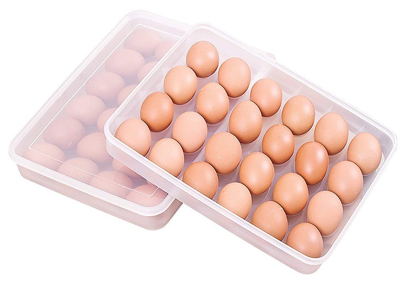 Orrda Plastic 24 Egg Storage Box for Fridge Egg Storage Basket Organizer Container with Lid Egg Keeper Case Holder for Refrigerator Kitchen Multicolor - Image 1