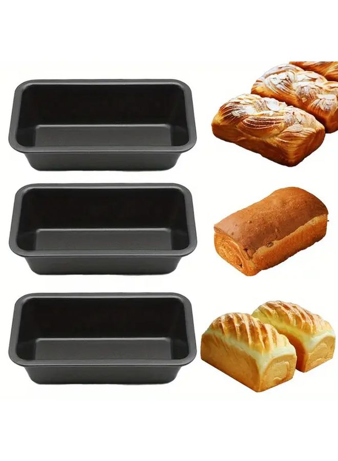 3pcs 6 Inch Non Stick Toast Mold Mini Bread Pan For Baking - Image 1