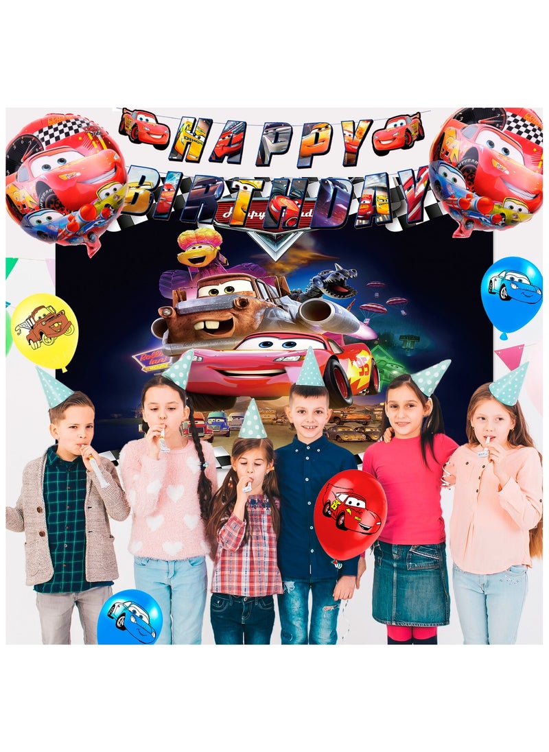 FRUITFUL PARTY - Cars Birthday Party Decorations for 10 Guests, 116pcs Cars Birthday Disposable Party Tableware Set Cars Balloons Banner Lightning Mcqueen Birthday Decorations - Image 1