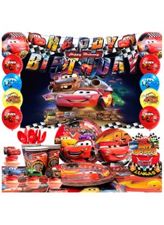 Cars Birthday Party Decorations for 10 Guests, 116pcs Cars Birthday Disposable Party Tableware Set Cars Balloons Banner Lightning Mcqueen Birthday Decorations