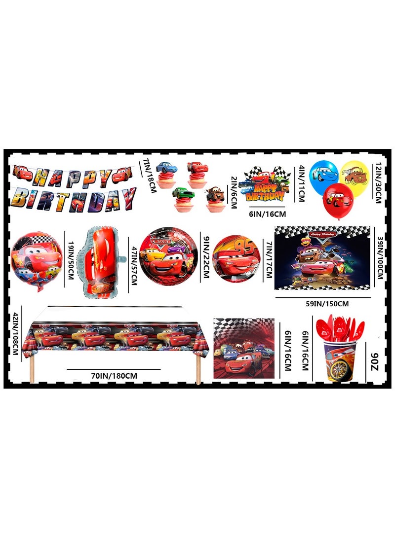 FRUITFUL PARTY Cars Birthday Party Decorations for 10 Guests, 116pcs Cars Birthday Disposable Party Tableware Set Cars Balloons Banner Lightning Mcqueen Birthday Supplies - Image 3