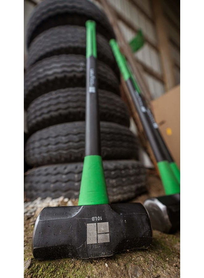 Hooyman 10lb Sledge Hammer with Heavy Duty Construction, Ergonomic No-Slip H-Grip Handles, Solid Fiberglass Cores, and Epoxy Sealed Heads for Construction, Gardening, Yard Work, and Outdoors - Image 5