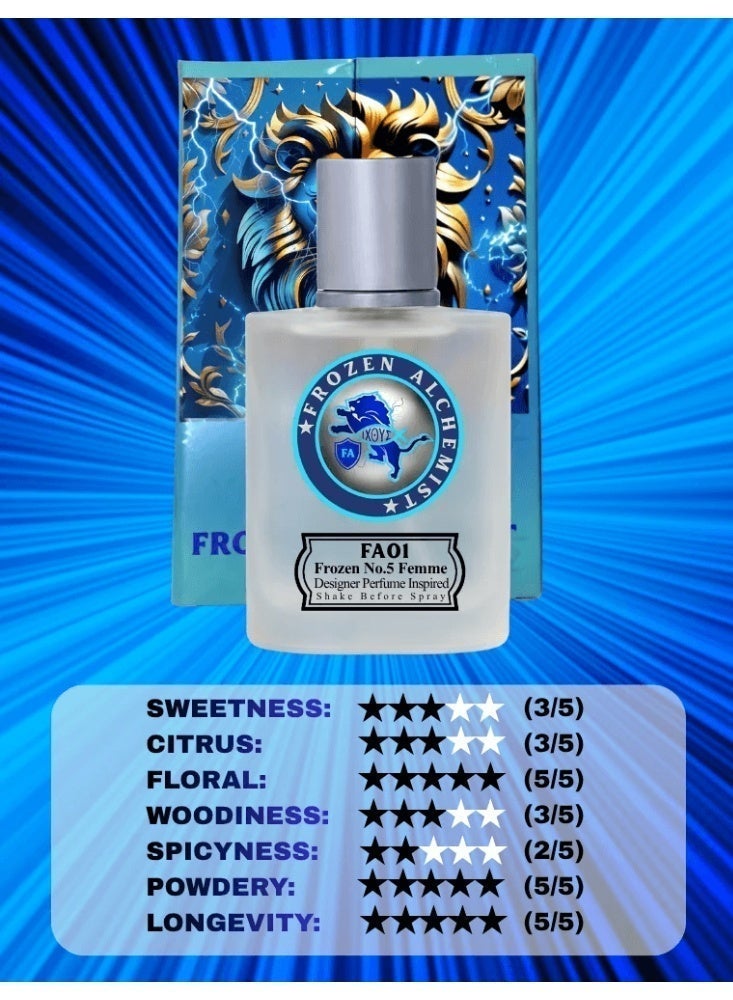 Frozen Alchemist Frozen No.5 (FA01) EDP 100ml for Women by Frozen Alchemist | Floral Aldehydic Fragrance | Jasmine, Rose, Ylang-Ylang & Vanilla Notes | Long Lasting Eau De Parfum - Image 5