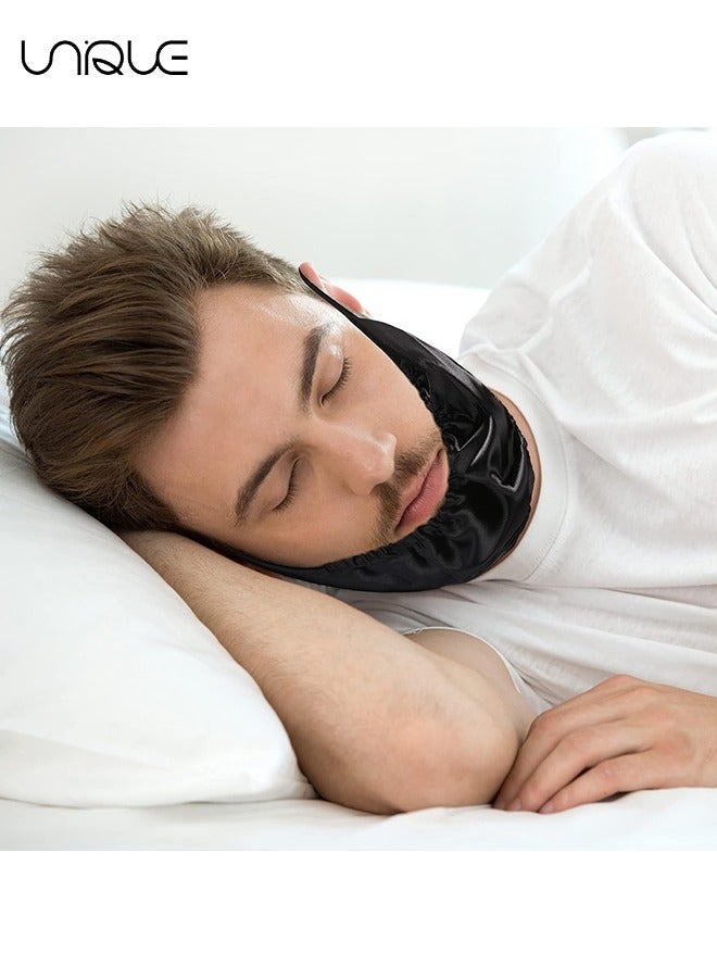 يونيك قبعات اللحية غطاء محرك السيارة ، 4 عبوات للرجال مريلة اللحية السوداء تغطي شعر الوجه الناعم المريح والحريري الساتان ، ساحة الحرس بونيه رجل قبل النوم غطاء اللحية الأذن لحية باندانا (أسود) - Image 5