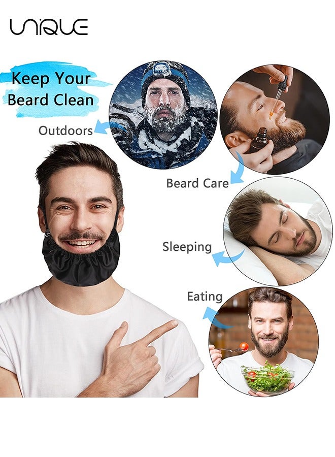 يونيك قبعات اللحية غطاء محرك السيارة ، 4 عبوات للرجال مريلة اللحية السوداء تغطي شعر الوجه الناعم المريح والحريري الساتان ، ساحة الحرس بونيه رجل قبل النوم غطاء اللحية الأذن لحية باندانا (أسود) - Image 4