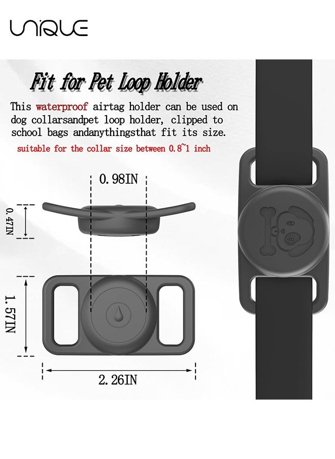 Unique 2 Pack Waterproof AirTag Dog Collar Holder Compatible with Apple AirTag, Silicone Hidden Loop Holder for Airtag Tracker, Anti-Lost Dog Collar Air Tag Accessories(Gray,Pink)  - Image 2