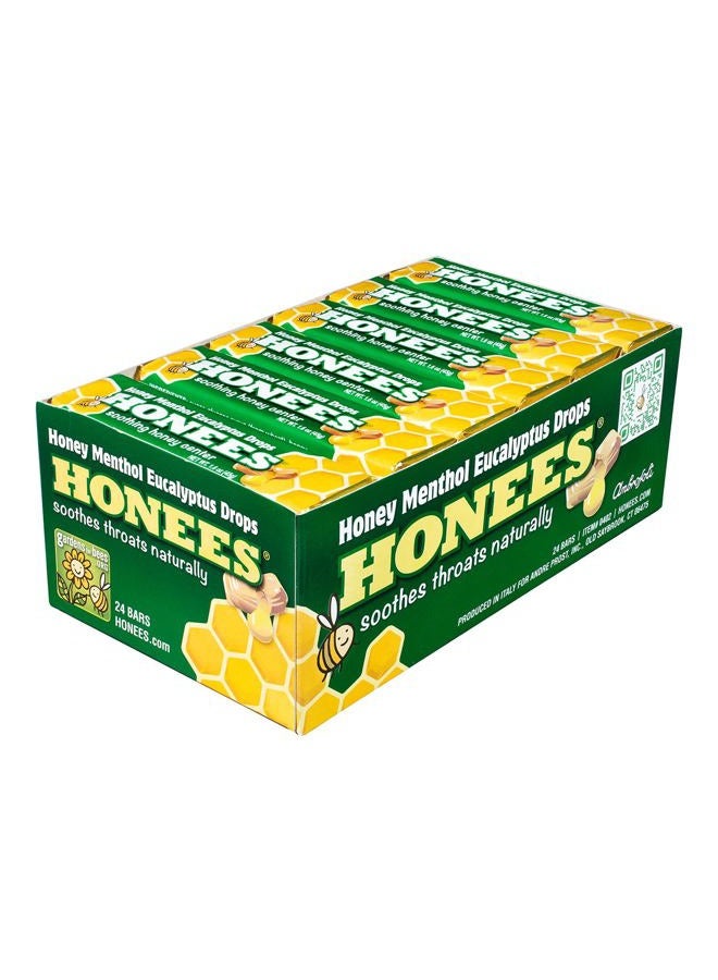 Honees Filled Menthol Cough Drops, Honey, Menthol & Eucalyptus Cough Drops- Natural Sore Throat Relief - Nothing Artificial -Throat Lozenges, Non-GMO (24 Pack –216 Drops) - Image 1