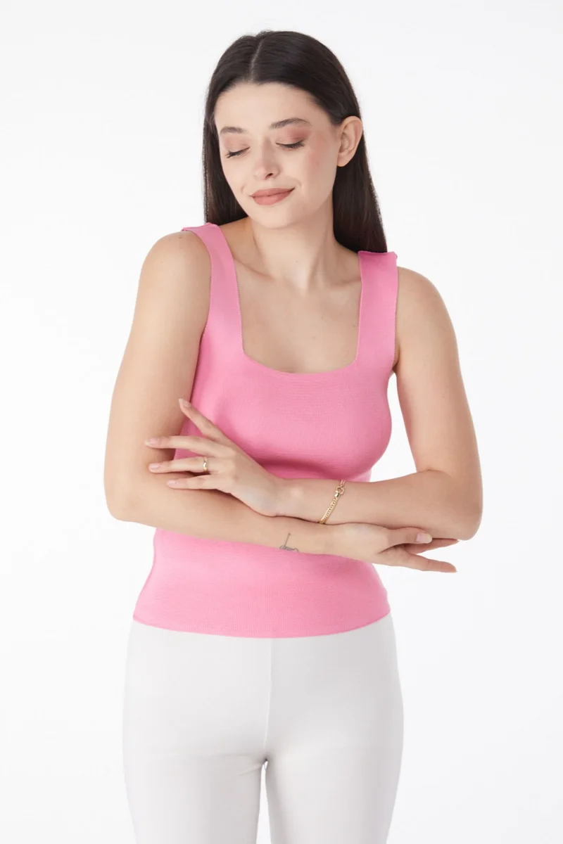 Tofisa Plain Medium Women Pink Summer Knitwear Crop - 25220