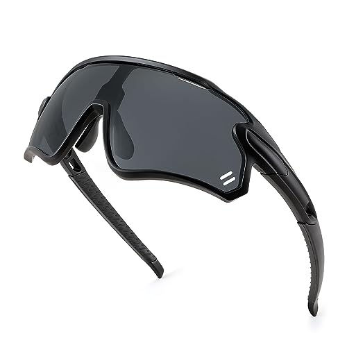 Karsaer Sports Cycling Sunglasses for MTB BMX,Mountain Bike Shield Visor Baseball Running Glasses B5116, Black - Image 1