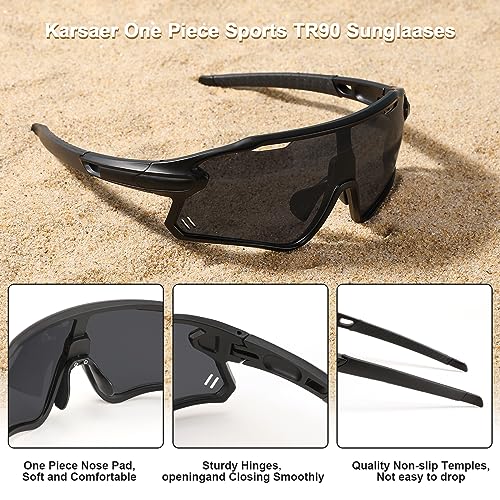Karsaer Sports Cycling Sunglasses for MTB BMX,Mountain Bike Shield Visor Baseball Running Glasses B5116, Black - Image 3