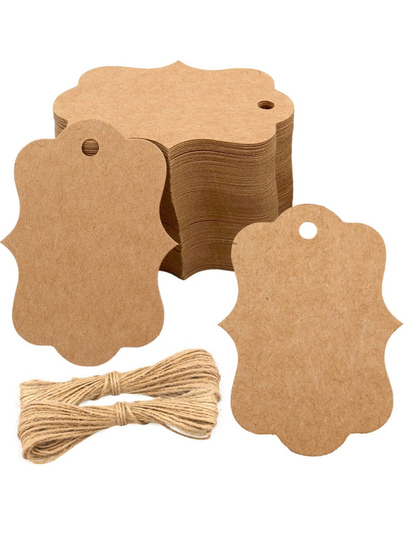 Excefore 200Pcs Kraft Paper Gift Tags, Double Sided Blank Gift Tags, Brown Hang Tags, Suitable for Wedding, Birthday, Holiday, Party Favor (2.75" x 2") - Image 1