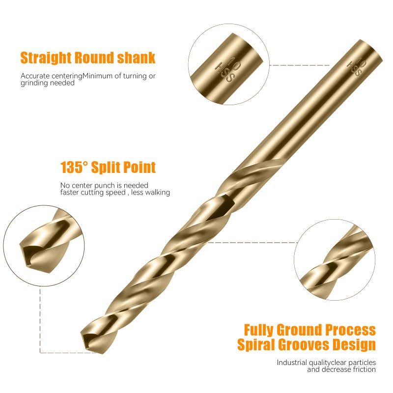 NewShark Cobalt Drill Bit Set  M35 Twist Hss Drill Bits Straight Shank  2Mm High Speed Steel Drill Bits For Drilling In Hard Metal  Stainless Steel  Cast Iron (8Mm) - Image 3