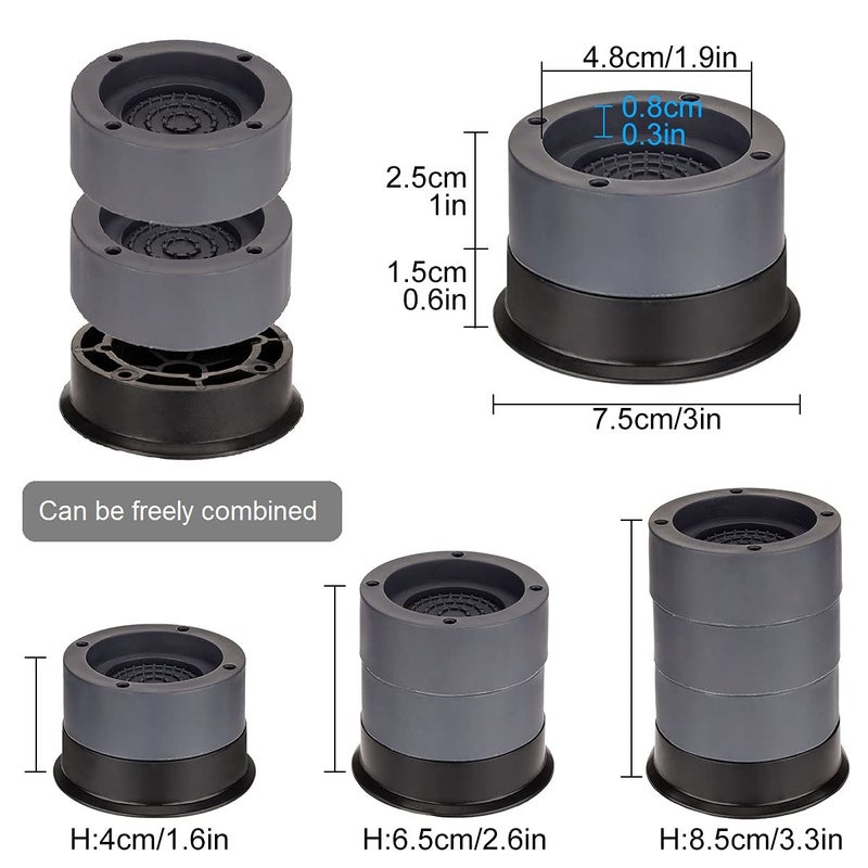SLIIMU Pack of 4 Vibration Damper Washing Machine Feet Mat, Anti-Vibration Washing Machine Support, Non-Slip Vibration Damper Washing Machine Pad - Image 2