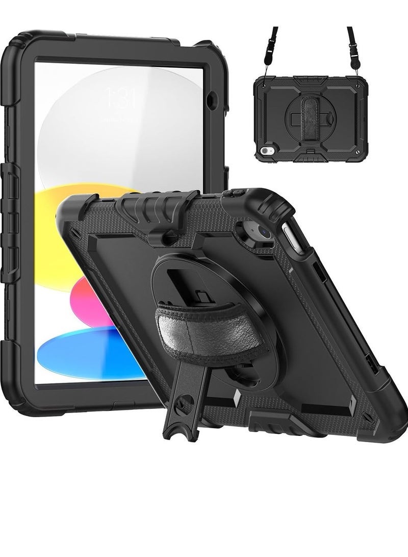 ELTRAZONE iPad 11th Gen (2025) / iPad 10th Gen (2022) Rugged 360° Rotating Shockproof Case – Heavy Duty Defender Cover with Kickstand  Built-in Pencil Holder – Black - Image 1