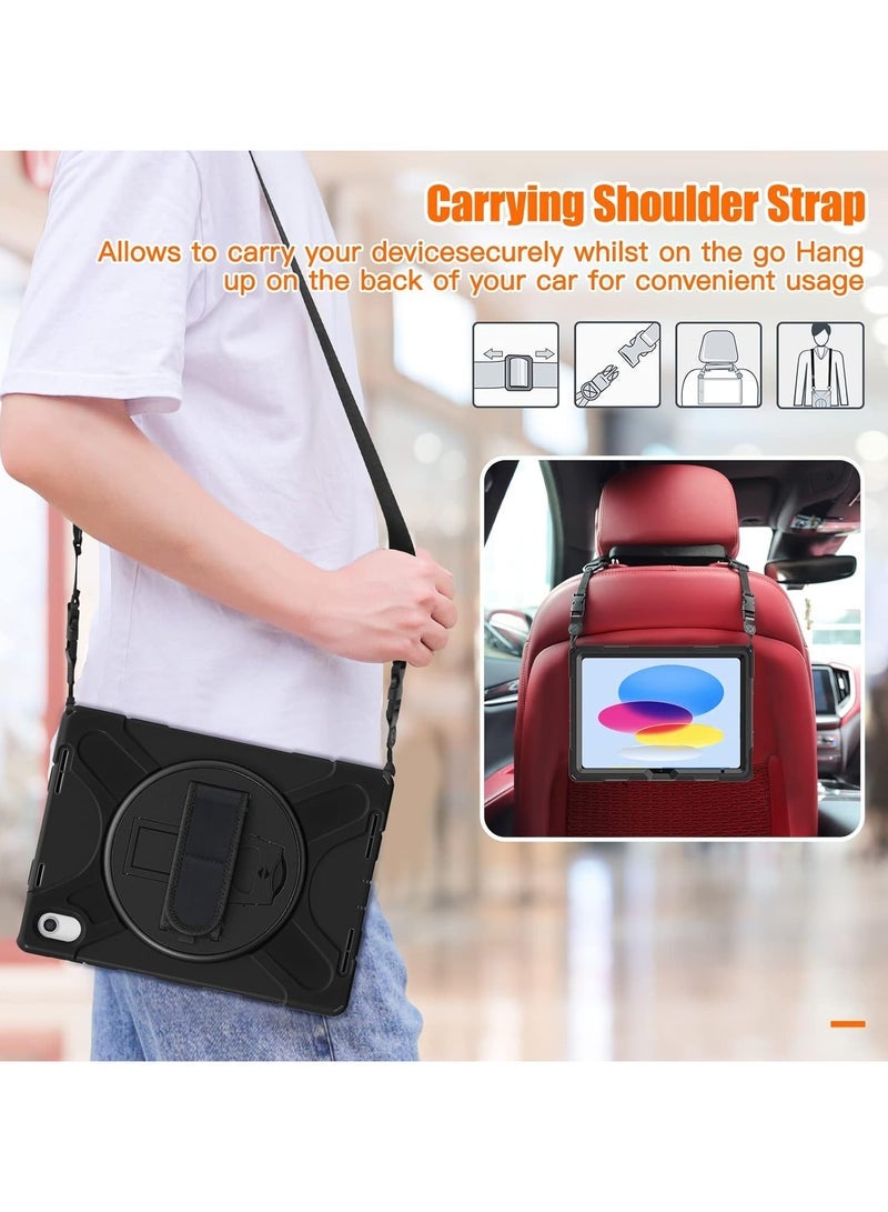 ELTRAZONE iPad 11th Gen (2025) / iPad 10th Gen (2022) Rugged 360° Rotating Shockproof Case – Heavy Duty Defender Cover with Kickstand  Built-in Pencil Holder – Black - Image 5