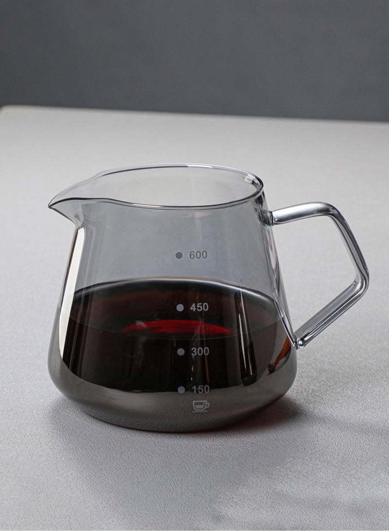 هومستر V60 صانع القهوة 600 مل، 2-4 أكواب، إبريق قهوة زجاجي مع فلتر V60، صينية خشبية أصلية للاستخدام في المنزل أو المكتب المقهى زاوية القهوة.  - Image 3