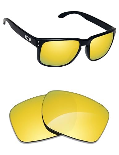 Alphax 24K Gold Mirrored Elite Polarized Replacement Lenses for Oakley Holbrook OO9102 Sunglasses - Image 1