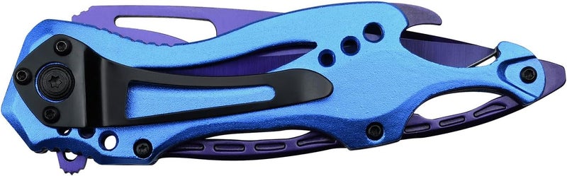 MTECH USA Folding Knife, 3.75-Inch Half-Serrated Blade, Titanium Coating, Glass Breaker, Pocket Clip - Image 4