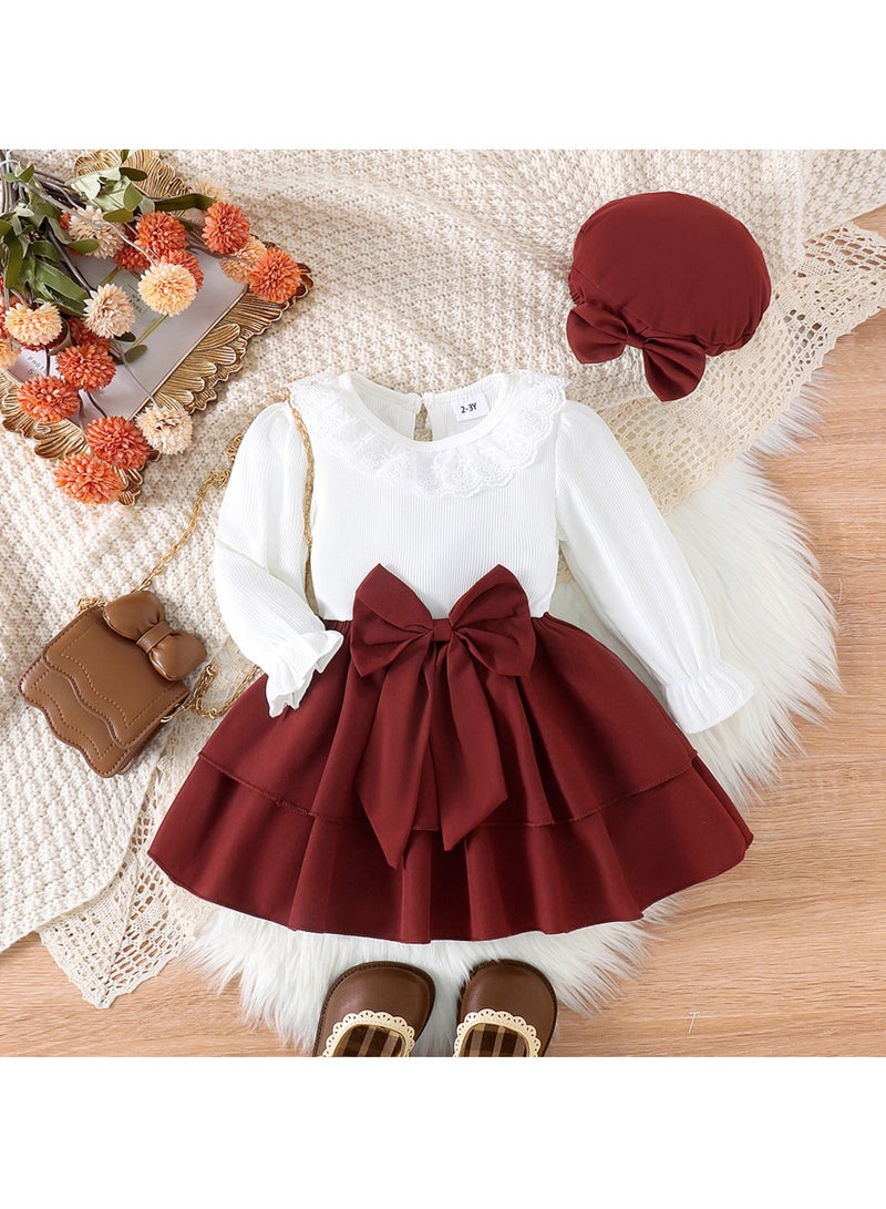 2–3Y Baby Girl Princess Dress and Hat Outfit, Cotton Top with Layered Polyester Skirt, Comfortable, Breathable, and Stretchable, Perfect for Birthday Party, Park Outing, Eid Visit, Princess Dress-Up, Mall Shopping, Everyday Wear and Baby Photoshoot  - Image 1