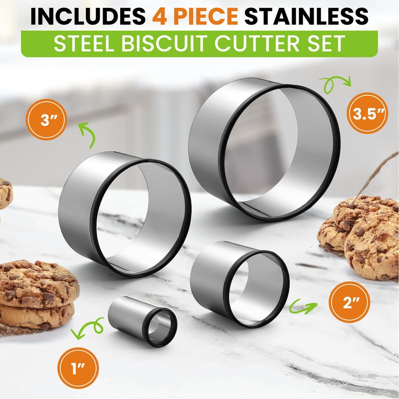 Spring Chef Large Dough Blender & Biscuit Cutter Set, Heavy Duty Stainless Steel Professional Pastry Cutter, Soft Grip, Black - Image 3