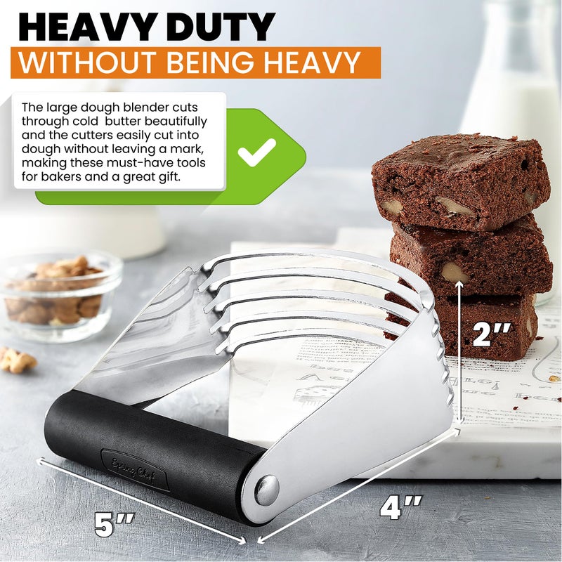 Spring Chef Large Dough Blender & Biscuit Cutter Set, Heavy Duty Stainless Steel Professional Pastry Cutter, Soft Grip, Black - Image 5