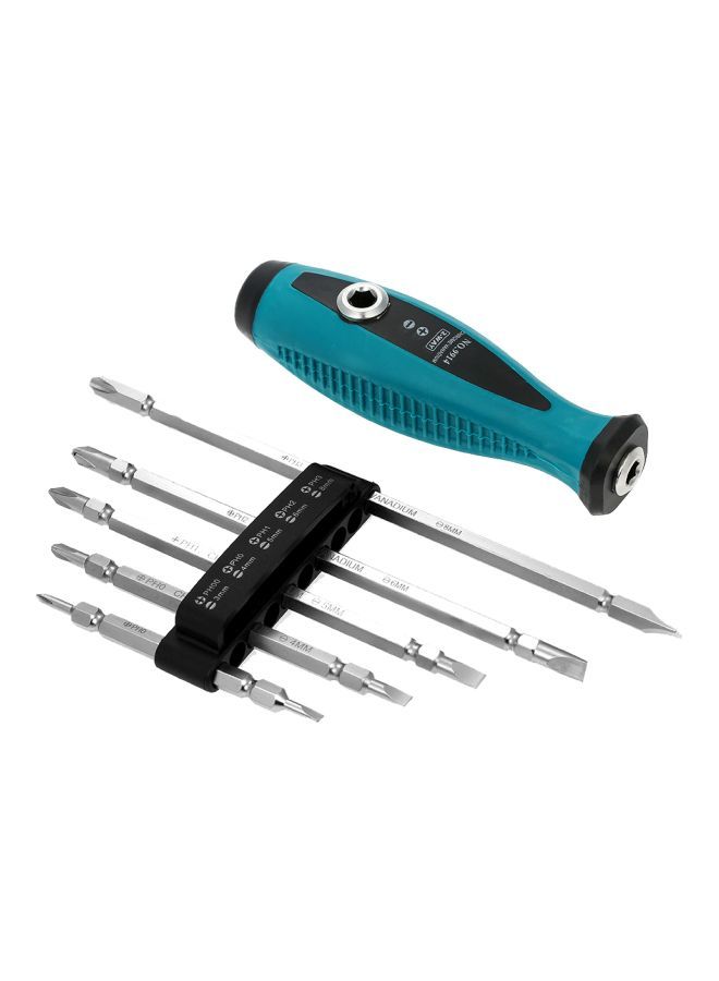 NIBEMINENT 5-Piece Two-Way Slotted Phillips Reversible Screwdriver Set Blue/Black/Silver  - Image 1