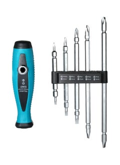 NIBEMINENT 5-Piece Two-Way Slotted Phillips Reversible Screwdriver Set Blue/Black/Silver  - Image 2