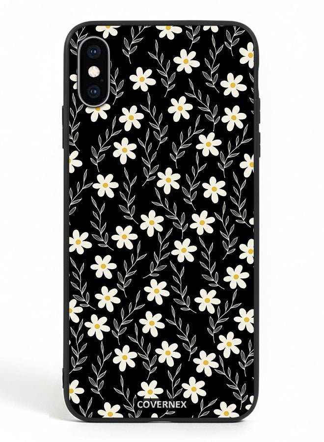 Covernex Apple iPhone X Protective Case Cover Printed Featuring Midnight Garden Tiny Daisy Pattern - Image 2