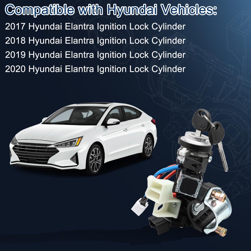 Kuttole 81905-F2230 Ignition Lock Cylinder Housing For 2017 2018 2019 2020 Hyundai Elantra Ignition Lock Switch Lock Cylinder Assembly With 2 Keys  Replaces 81905F2230 81905 F2230 Ignition Switch Kits - Image 2