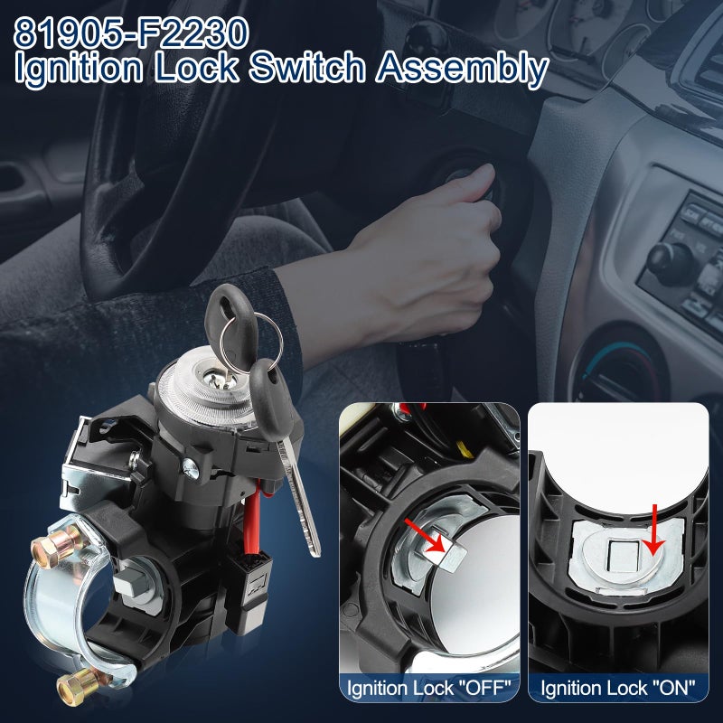 Kuttole 81905-F2230 Ignition Lock Cylinder Housing For 2017 2018 2019 2020 Hyundai Elantra Ignition Lock Switch Lock Cylinder Assembly With 2 Keys  Replaces 81905F2230 81905 F2230 Ignition Switch Kits - Image 3