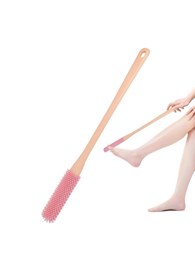 Emcapt Toe Cleaning Brush 15.7" Foot Scrubber in Shower with Long Handle Silicone Foot Brush Soft Skin Exfoliation Lotion Applicator for Foot Seniors,Elderly, Men and Women - Image 1