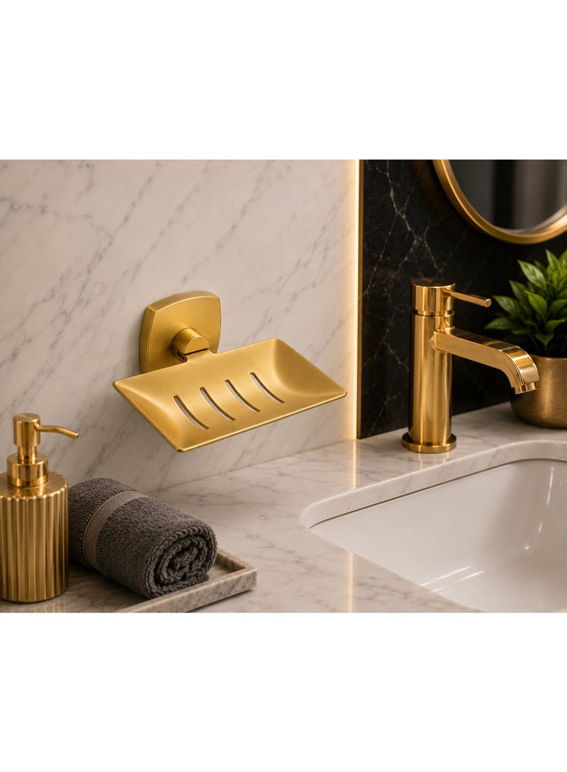 Stainless Steel Soap Holder with Square Base – Modern and Elegant Design (Gold) - Image 2