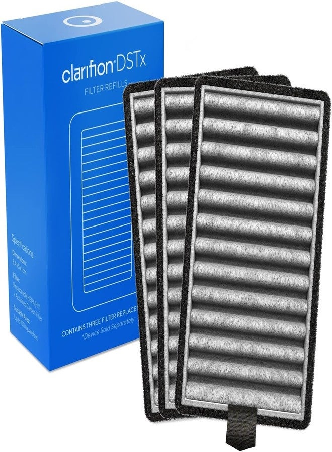 فلاتر تنقية الهواء البديلة من كلاريفيون - DSTx HEPA + Carbon، عبوة من 3 فلاتر، فلتر هواء للمنزل وغرفة النوم، فلتر HEPA لأجهزة تنقية الهواء، قد يساعد في التخلص من الغبار والروائح والدخان، أساسيات الشقة - Image 1