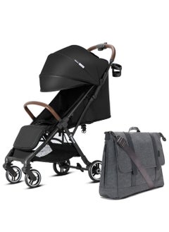 TEKNUM Teknum Travel EXPLORER 2 Auto Fold Stroller  with Grey Dad's Diaper Hand Bag - Black  - Image 1