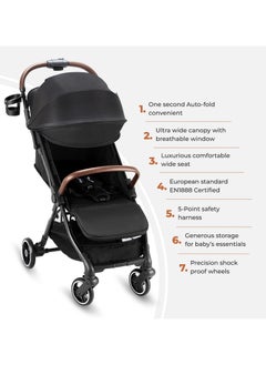TEKNUM Teknum Travel EXPLORER 2 Auto Fold Stroller  with Grey Dad's Diaper Hand Bag - Black  - Image 5
